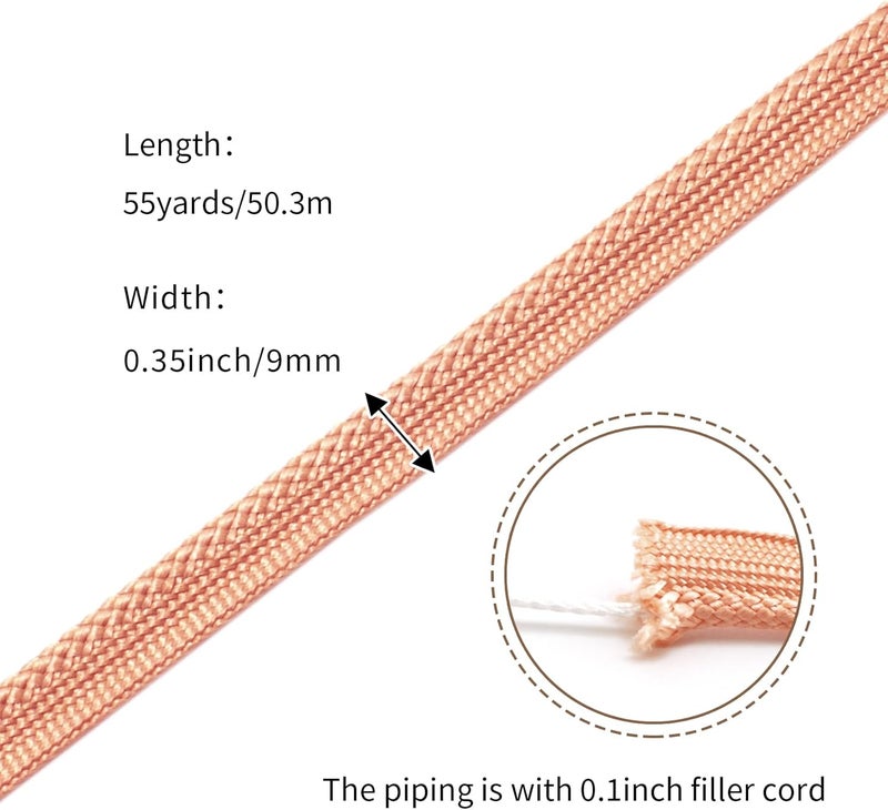 YRCLASYTRIM 0.35inch,(55Yards) Sewing Piping Trim,Shining Polyesterter Cord Trim,for Sewing Clothing,Hometextile, Decoration DIY Crafts Edge Piping Embellishments,30Colour (Rose Gold) - Image 2